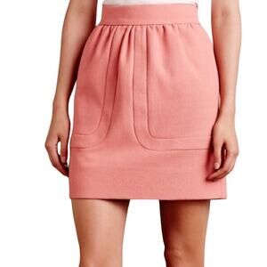 Orla Kiely Tailored Crepe Skirt Pull On Back Zipper Side Pockets Black 4 NWT